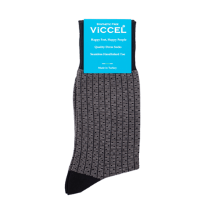 VICCEL / CELCHUK Socks Vertical Striped Black / Gray Dots - Dwukolorowe skarpety luksusowe