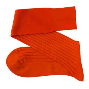 VICCEL / CELCHUK Knee Socks Solid Orange Cotton - Luksusowe podkolanówki męskie