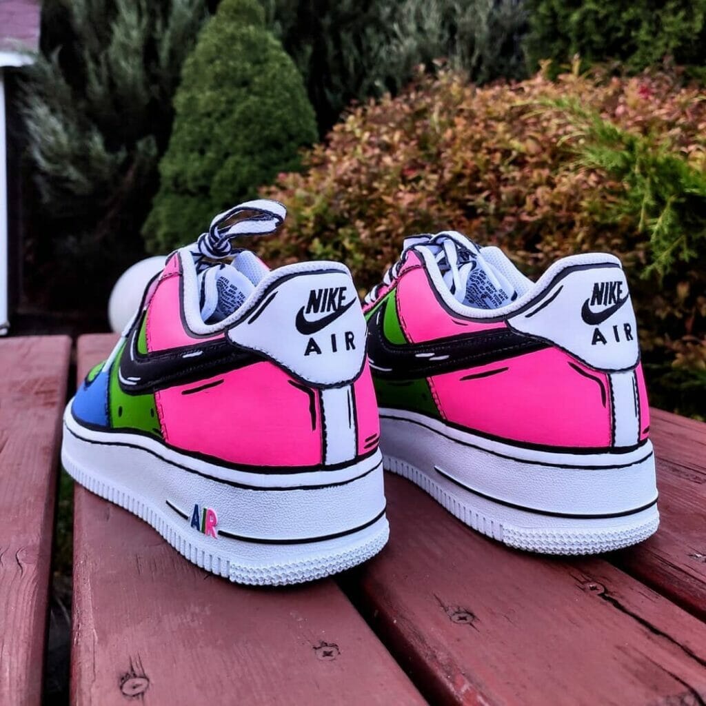 Custom Nike af1 cartoon candy i farby akrylowe do personalizacji obuwia