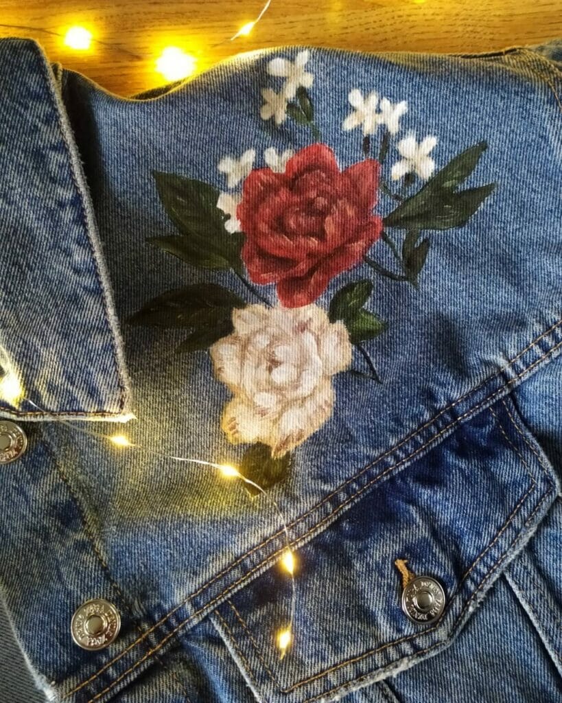 custom flowers jeans rękodzieło, malowanie