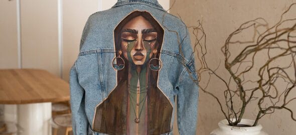 customizacja kurtki jeansowej farbami akrylowymi tarrago
