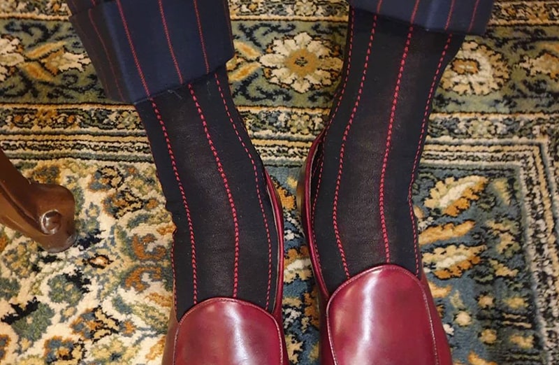 Luksusowe męskie eleganckie skarpety garniturowe na prezent. Egyptian Cotton - Czarne, Czerwone. Do jeansów i garnituru.