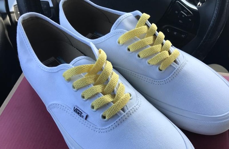 Sznurowadła płaskie żółte do butów LACE LAB laces, personalizacja obuwia, custom, malowanie adidasów