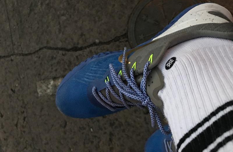 Okrągłe sznurowadła niebiesko białe do butów LACE LAB rope, personalizacja obuwia, custom, customizacja adidasów