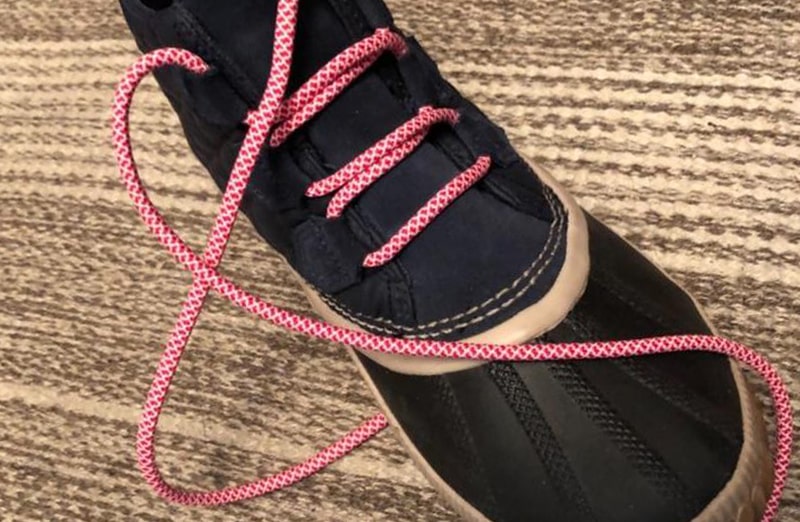 Czerwono białe okrągłe sznurowadła do butów LACE LAB Rope, personalizacja obuwia, custom, customizacja adidasów