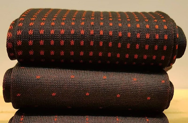 Skarpety, skarpetki, podkolanówki Square Dots do garnituru - czerń, czerwień, idealne na prezent