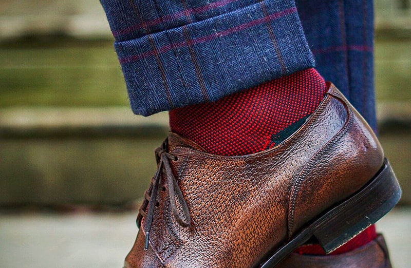 Skarpety, skarpetki, podkolanówki Birdseye do garnituru - czern, czerwien, idealne na prezent