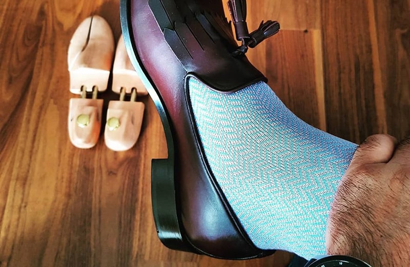 Skarpety, skarpetki, podkolanówki Herringbone do garnituru - blekit, roz, idealne na prezent