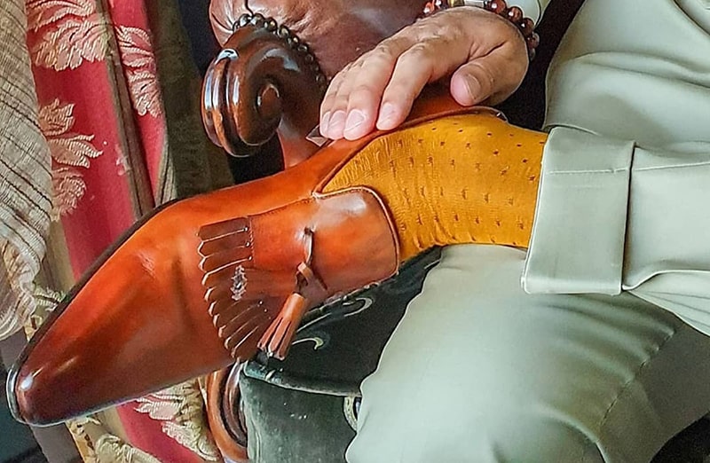 Luksusowe męskie eleganckie skarpety garniturowe na prezent. Egyptian Cotton - musztard, braz. Do jeansów i garnituru.