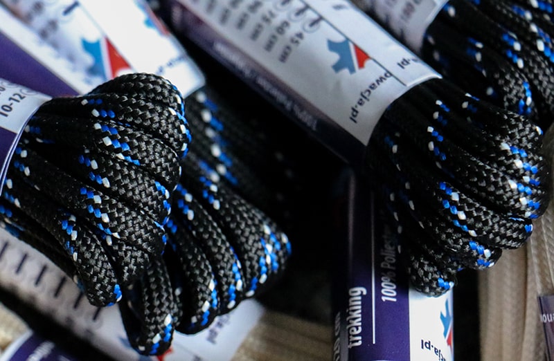 Okrągłe czarno niebieskie sznurowadla 3.5mm wytrzymale do butow trekkingowych