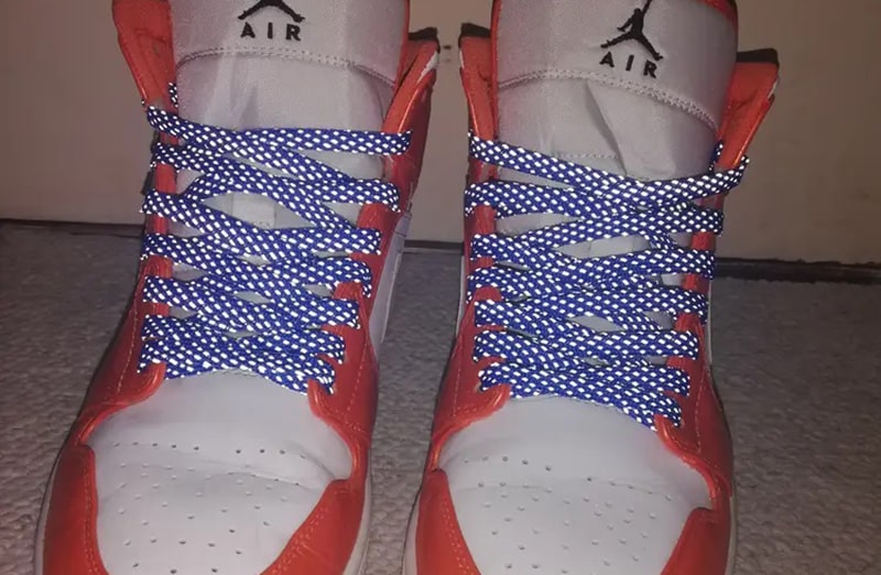 Niebieskie płaskie odblaskowe sznurowadła, sznurówki, sznury do sneakersów, kicksów, nike air max, jordanów, jordan . Customizacja butów Lace Lab.