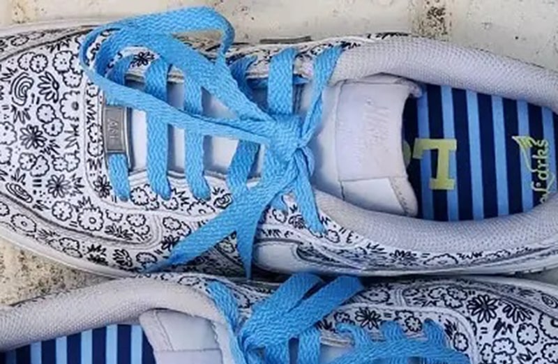 Sznurowadła płaskie błękitne do butów LACE LAB laces, personalizacja obuwia, custom, malowanie adidasów