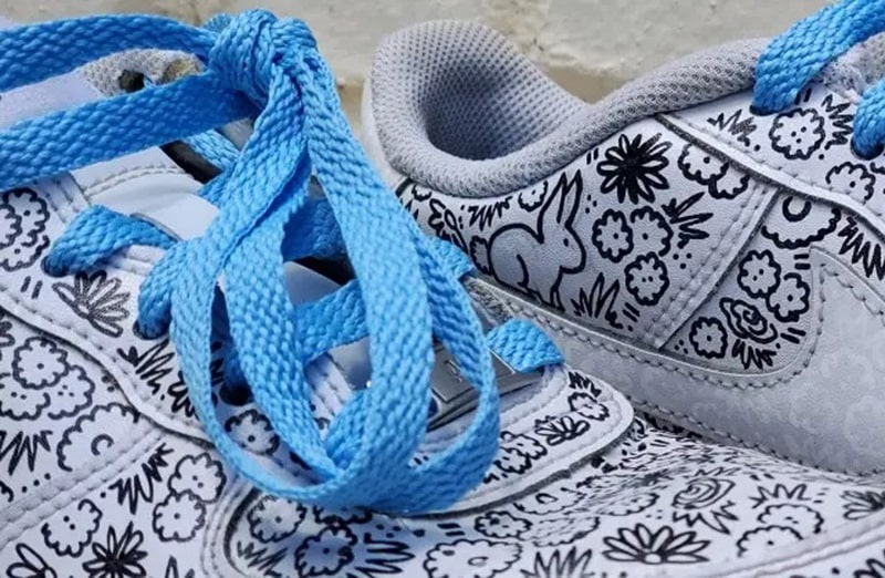 Błękitne płaskie sznurowadła, sznurówki, sznury do sneakersów, kicksów, Nike, JORDAN, Adidas. Customizacja butów Lace Lab.