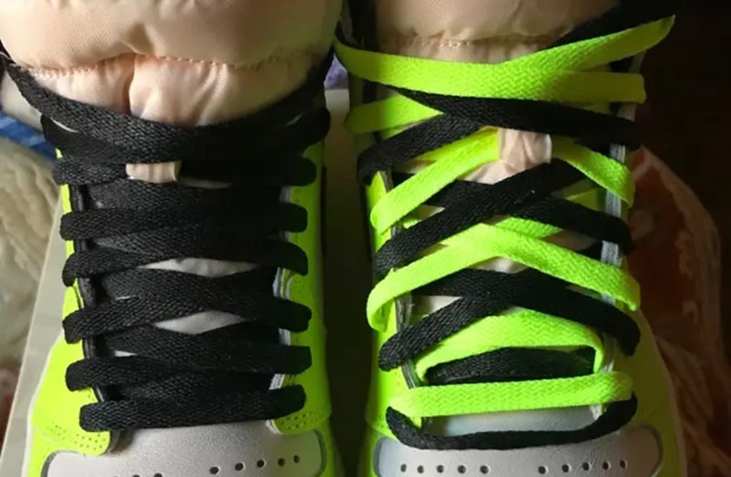 Płaskie zielone neonowe sznurowadła do butów LACE LAB JORDAN laces, personalizacja obuwia, custom, customizacja adidasów