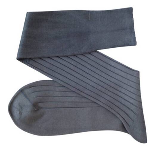 VICCEL Knee Socks Solid Gray Cotton