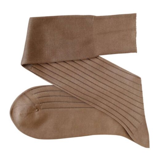 VICCEL Knee Socks Solid Tan Cotton