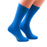 Casualowe męskie skarpety niebieskie w żółte kropki Skarpety do trampek i butów eleganckich.