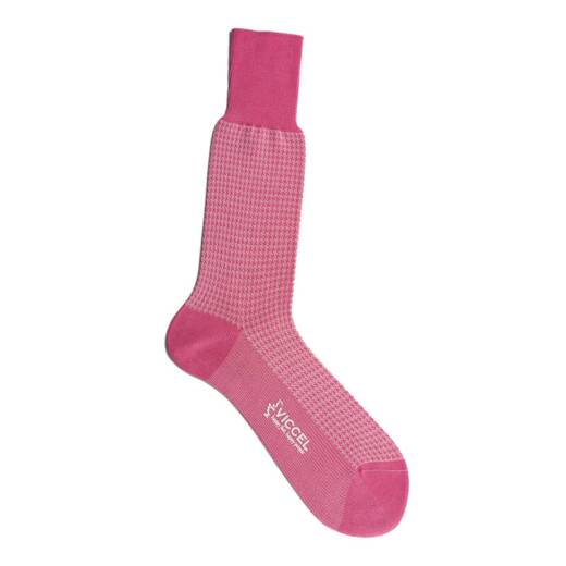 VICCEL / CELCHUK Socks Houndstooth Pink / Light Pink - Dwukolorowe skarpety luksusowe