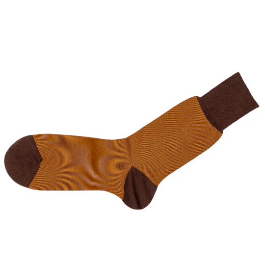 VICCEL / CELCHUK Socks Striped Brown / Mustard - Luksusowe skarpetki dwukolorowe