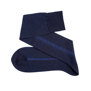 VICCEL / CELCHUK Knee Socks Merino Wool Navy Blue - Wełniane luksusowe podkolanówki męskie