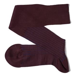 VICCEL / CELCHUK Knee Socks Shadow Stripe Burgundy / Royal Blue - Podkolanówki luksusowe
