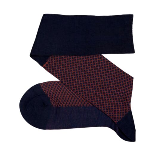 VICCEL / CELCHUK Knee Socks Fish Net Dark Navy / Blue Taba - Dwukolorowe podkolanówki męskie