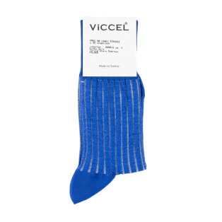 VICCEL / CELCHUK Socks Shadow Stripe Royal Blue / White - Luksusowe skarpety klasyczne