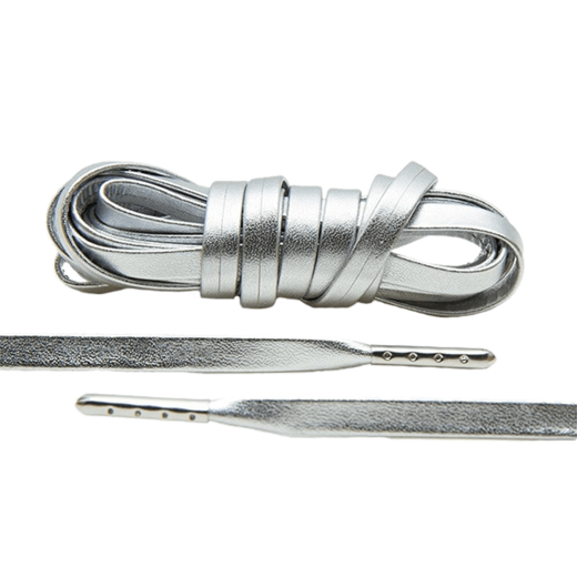LACE LAB Luxury Leather Laces 6mm Silver - Silver Plated