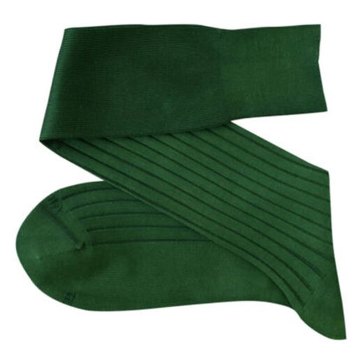 VICCEL / CELCHUK Knee Socks Solid Forest Green Cotton - Luksusowe podkolanówki męskie