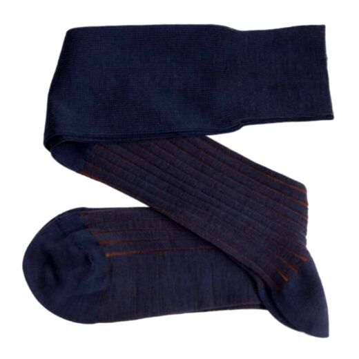VICCEL / CELCHUK Knee Socks Shadow Dark Navy Blue / Brown - Dwukolorowe podkolanówki