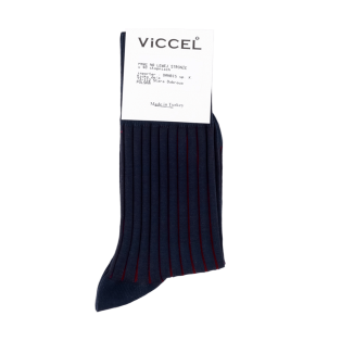 VICCEL / CELCHUK Socks Shadow Stripe Dark Navy Blue / Burgundy
