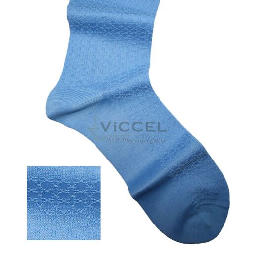VICCEL / CELCHUK Socks Star Textured Sky Blue - Luksusowe niebieskie skarpetki męskie