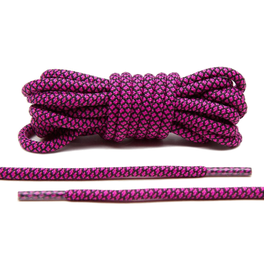 Różowo czarne okrągłe sznurowadła stworzone  do popularnych modeli Adidas Yeezy 350 Boost czy Adidas NMD