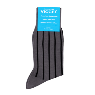 VICCEL Socks Shadow Stripe Gray / Black - Cienkie skarpety męskie