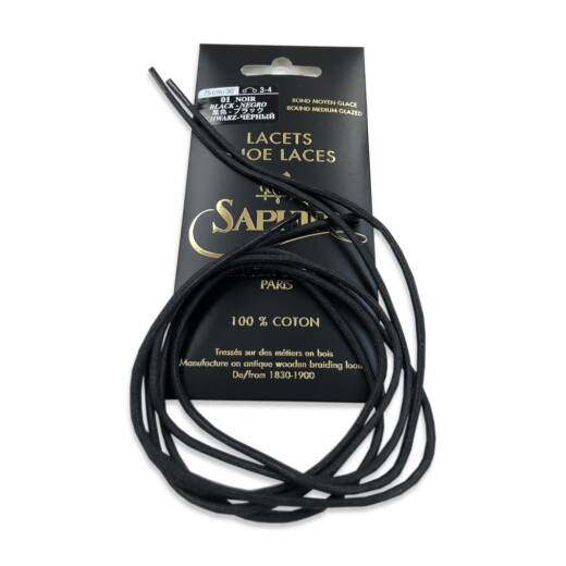 Okrągłe sznurowadła czarne średni połysk SAPHIR MDOR Laces Medium Glazed 2mm Black