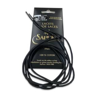 SAPHIR MDOR Laces Medium Glazed 2mm Black - Czarne okrągłe cienkie sznurowadła woskowane