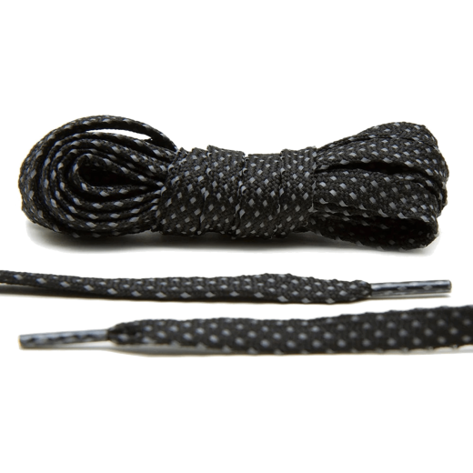 Czarne odblaskowe płaskie sznurowadła do butów LACE LAB Reflective flat 2.0 laces, personalizacja obuwia, custom, customizacja adidasów