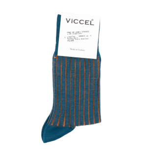 VICCEL / CELCHUK Socks Shadow Stripe Petrolium Green / Mustard