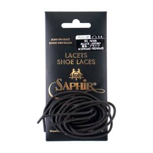 SAPHIR MDOR Laces Fine Glazed 1.5mm Black - czarne, okrągłe, cienkie sznurowadła woskowane