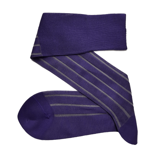 fioletowe ekskluzywne podkolanówki z wydzieleniami bawełniane męskie viccel knee socks shadow stripe purple gray