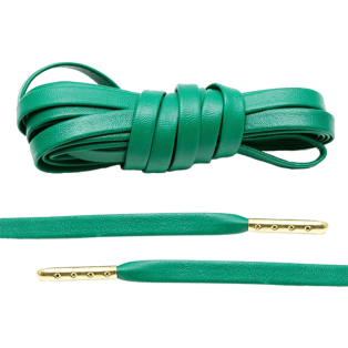 LACE LAB Luxury Leather Laces 6mm Kelly Green - Gold Plated