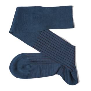 VICCEL / CELCHUK Knee Socks Shadow Stripe Light Navy Blue / Burgundy - Luksusowe podkolanówki