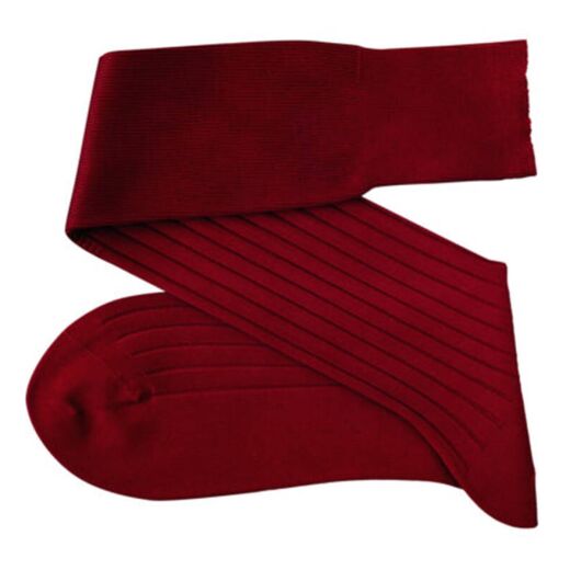 VICCEL Knee Socks Solid Claret Red Cotton