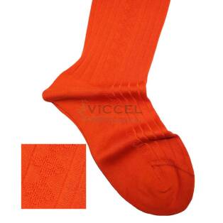 VICCEL / CELCHUK Knee Socks Diamond Textured Orange - Luksusowe podkolanówki męskie