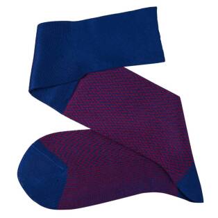 VICCEL / CELCHUK Knee Socks Herringbone Royal Blue / Red - Podkolanówki luksusowe