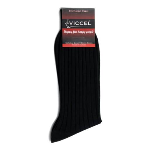VICCEL / CELCHUK Socks Solid Black Cotton - Luksusowe czarne skarpety męskie