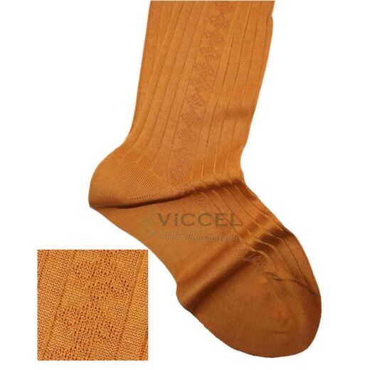 VICCEL / CELCHUK Knee Socks Diamond Textured Golden - Luksusowe podkolanówki męskie VICCEL / CELCHUK Knee Socks Diamond Textured Golden - Luksusowe podkolanówki męskie