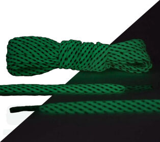 LACE LAB Reflective FLAT 2.0 Laces 9mm Glow in the Dark - Płaskie świecące w ciemności sznurówki do butów