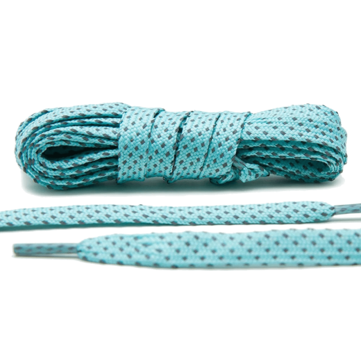 Błękitne płaskie odblaskowe sznurowadła, sznurówki, sznury do sneakersów, kicksów, nike air max, jordanów, jordan . Customizacja butów Lace Lab.