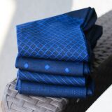 Wysokiej jakości bawełniane skarpety męskie w niebieskie romby